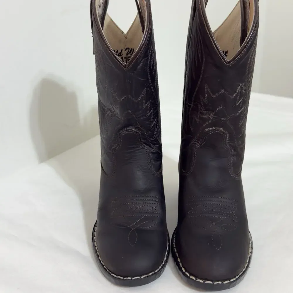 Old West Kids Black Western Boots Size 10.5 Unisex’s - Picture 6 of 12